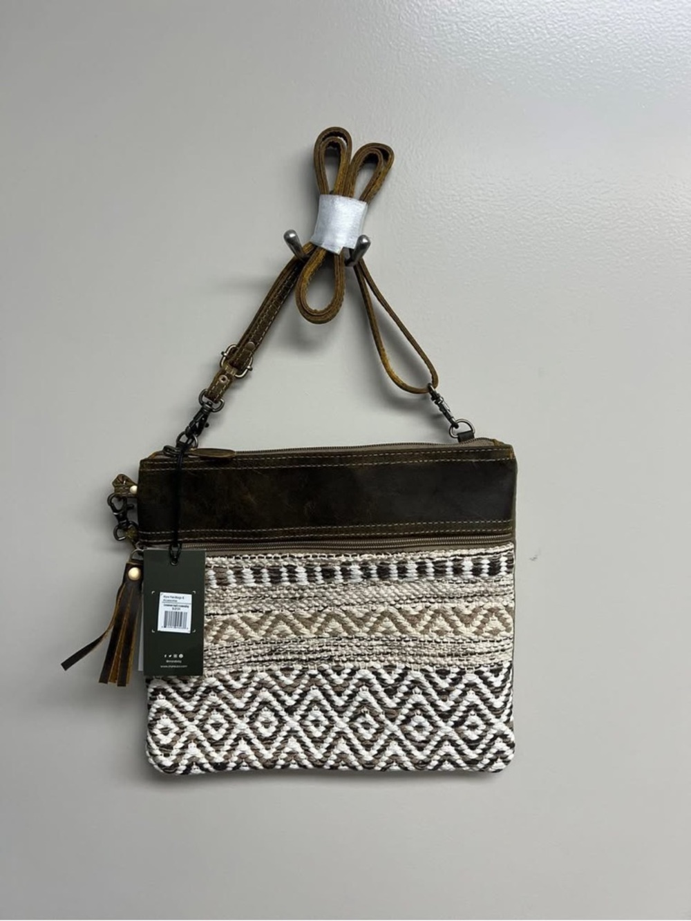 Myra Bag Brown and Cream Woven Crossbody